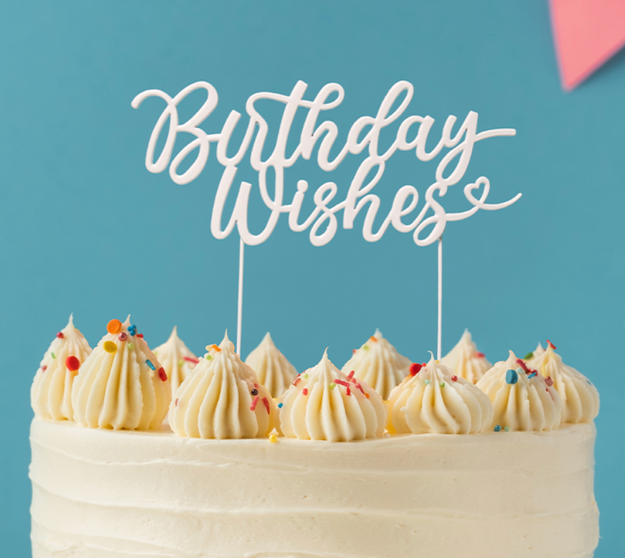 Pearl-White-Metal-Birthday-Wishes-Cake-Topper-On-Cake