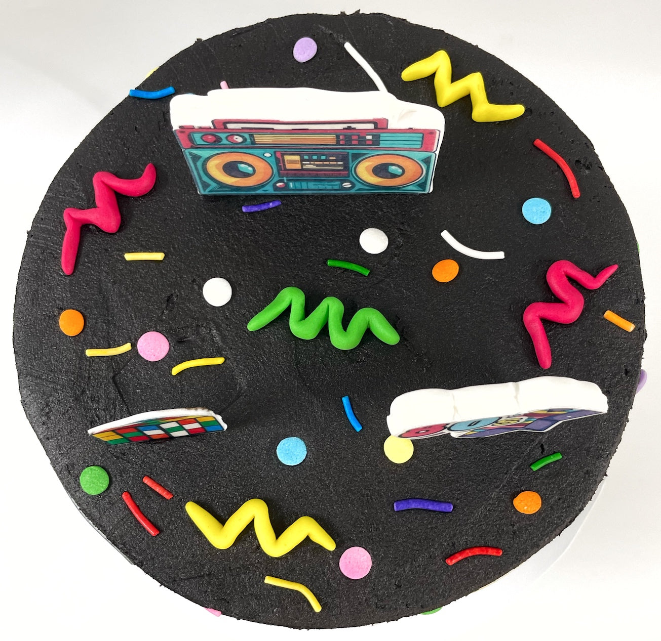 DIY 80s Cake Kit, Cassette Tape, Film Camera, Pac-Man, Rubics Cube, Roller Skates