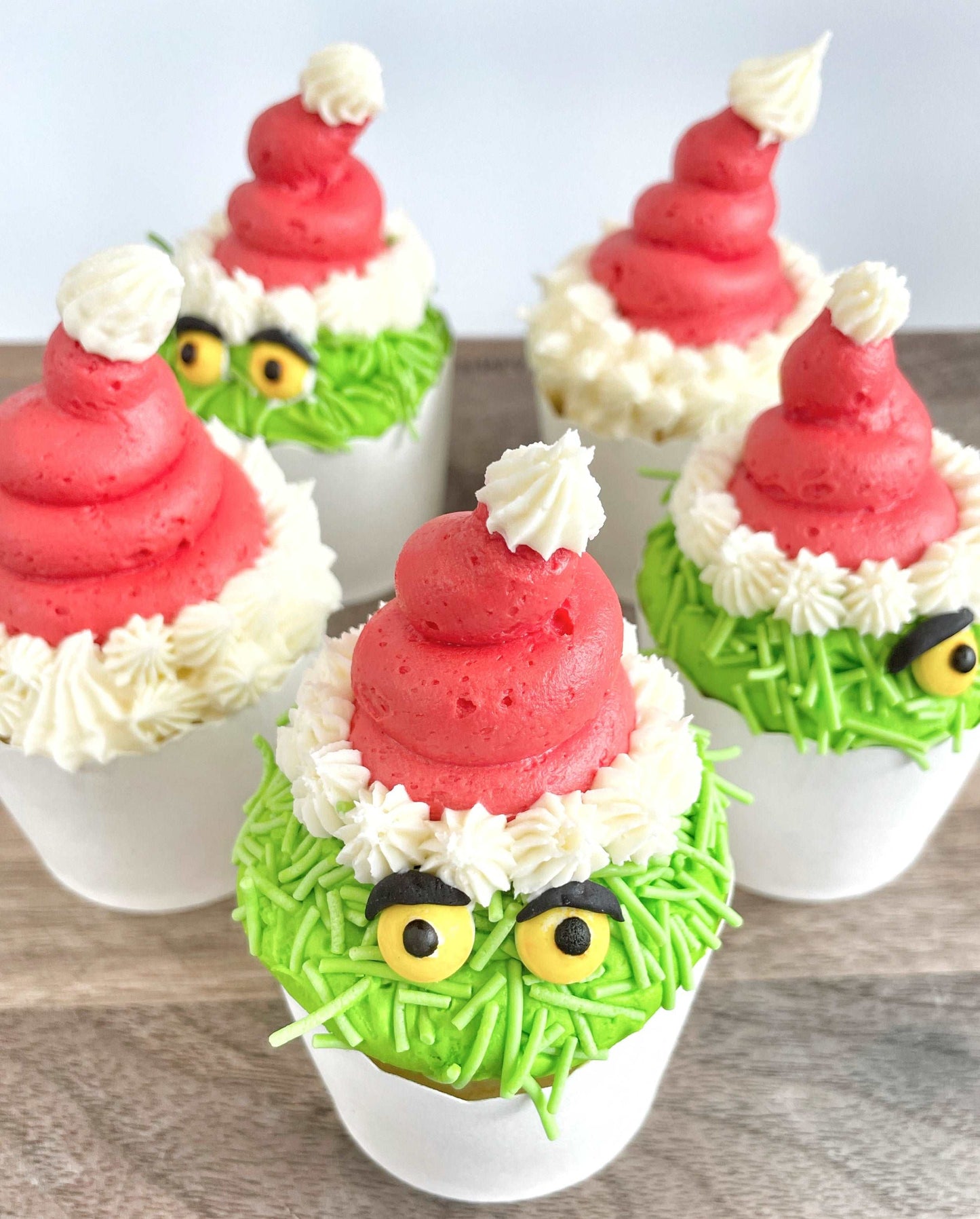 Grinch Cupcake Kit, DIY Cupcake Kit, Christmas Cupcake Kit, Santa hats.
