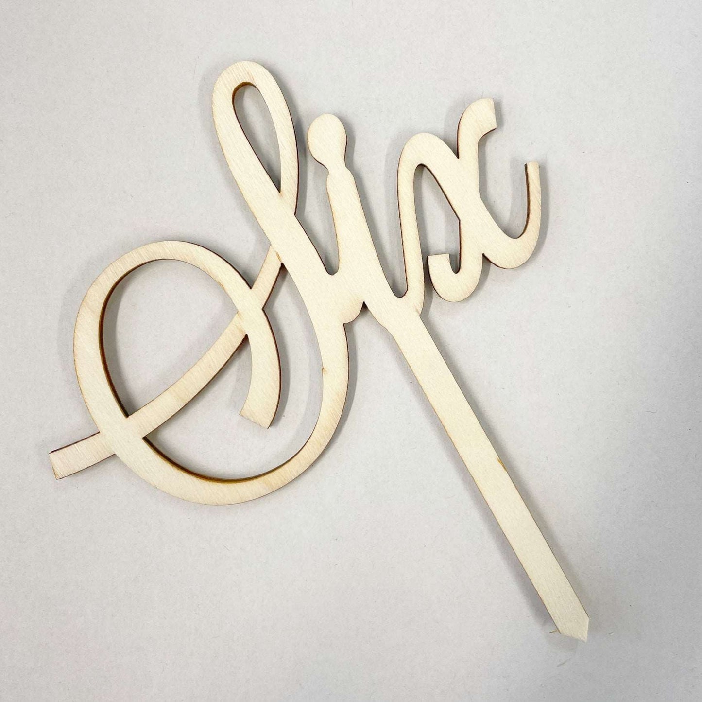 Number Six Wood Cake Topper