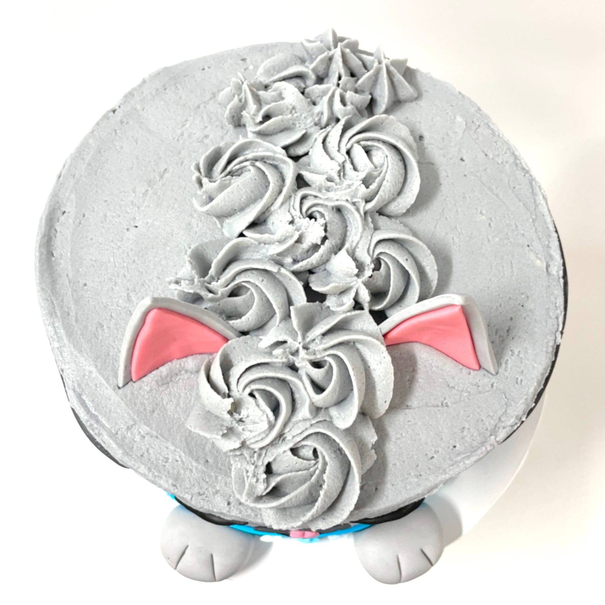 Kitty Cat DIY Cake Kit Top View Grey Buttercream