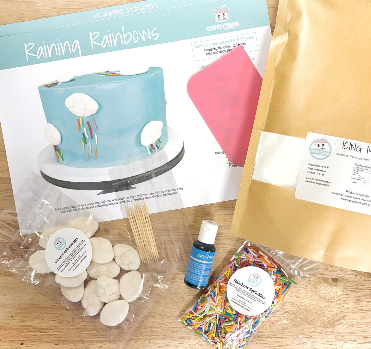 Raining_Rainbows_Cake_Decorating_Kit_Contents_Standard_Icing
