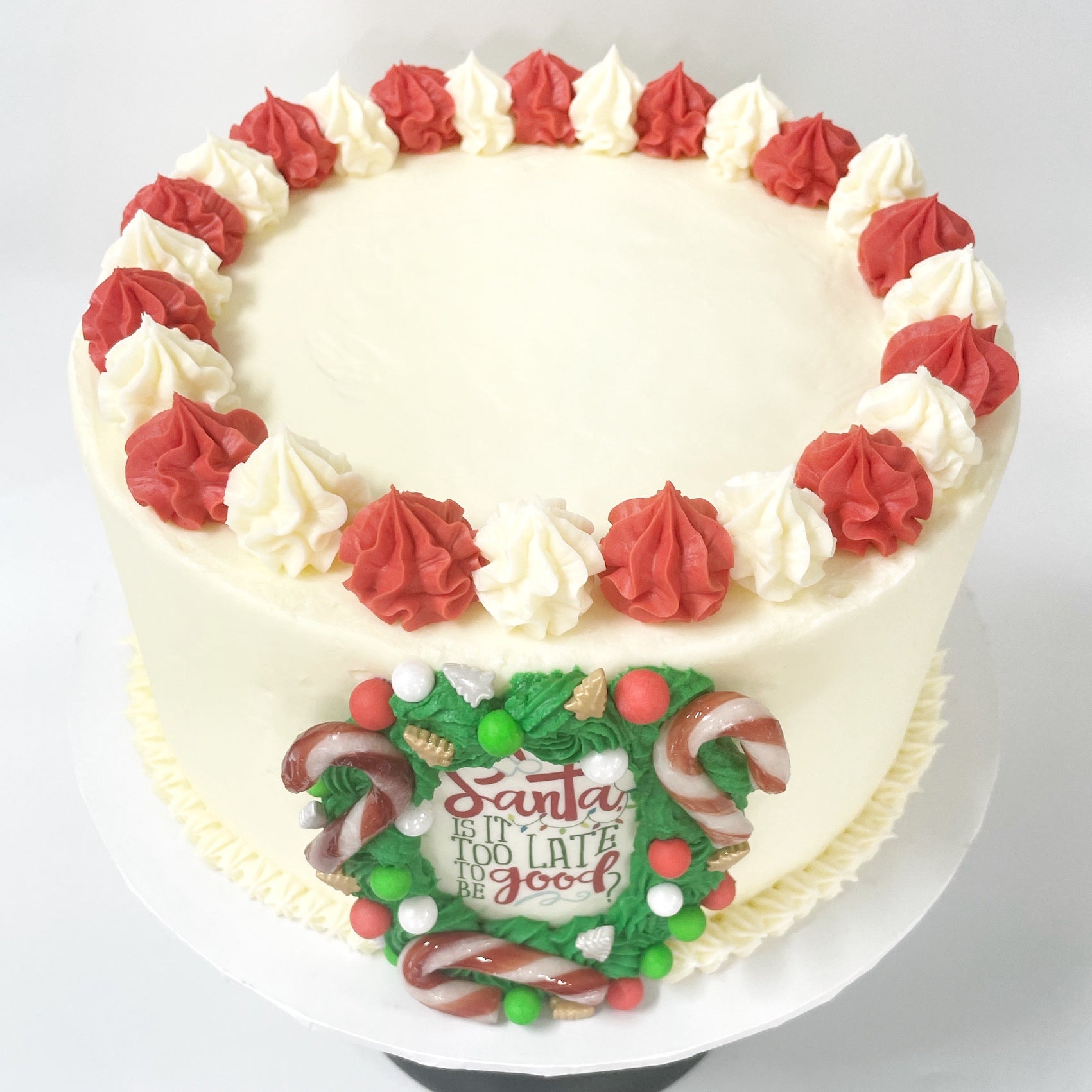 Santa DIY Cake Kit, Christmas Cake Kit, Xmas Cake, Wreath Cake, Red & Green Cake, Festive Cake Kit, Easy Cake Kit