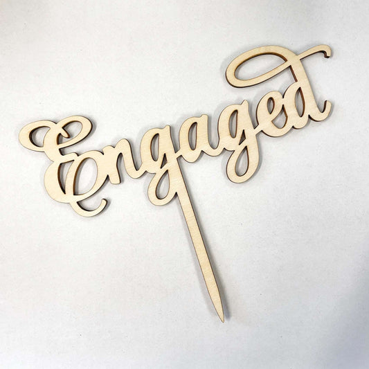 Engaged Wood Cake Topper