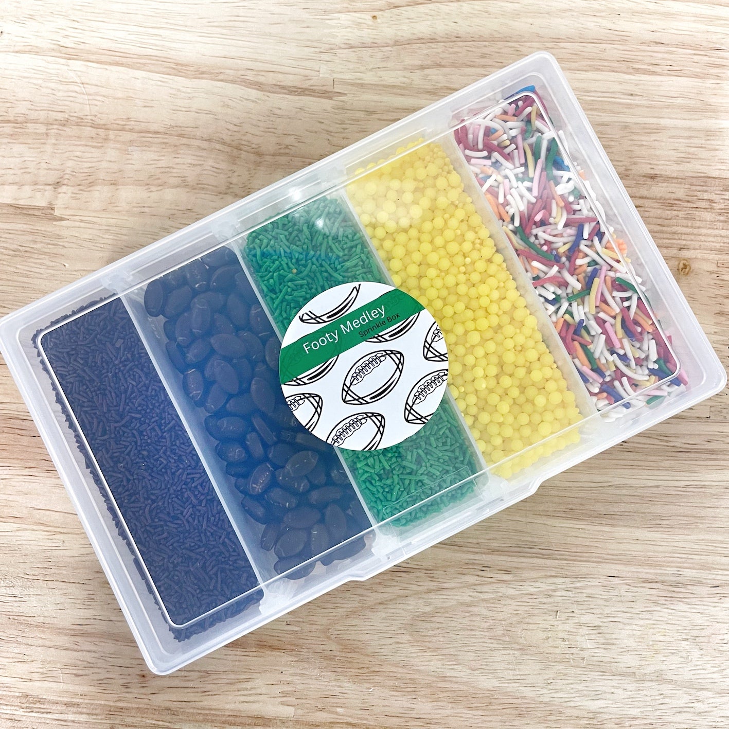 Rugby, Footy Sprinkle Bento Box, Mixed Sprinkle Box, Stocking Filler, Birthday Gift, Christmas Gift, Baking Gift