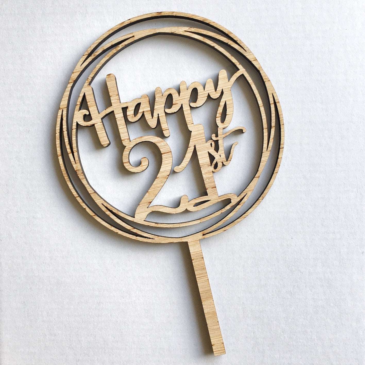 Happy 21st Bamboo Cake Topper