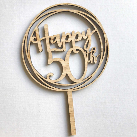 Happy 50th Bamboo Cake Topper