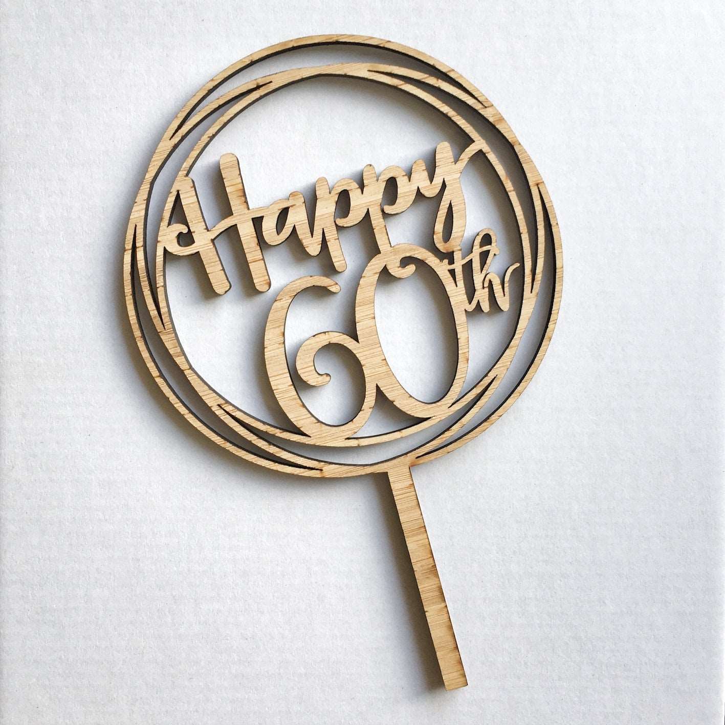 Happy 60th Bamboo Cake Topper