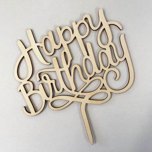 Happy Birthday Wood Cake Topper