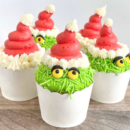 Grinch Cupcake Kit, DIY Cupcake Kit, Christmas Cupcake Kit, Santa hats.