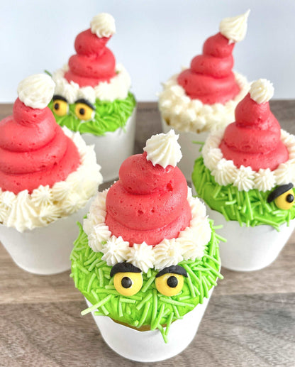 Grinch Cupcake Kit, DIY Cupcake Kit, Christmas Cupcake Kit, Santa hats.