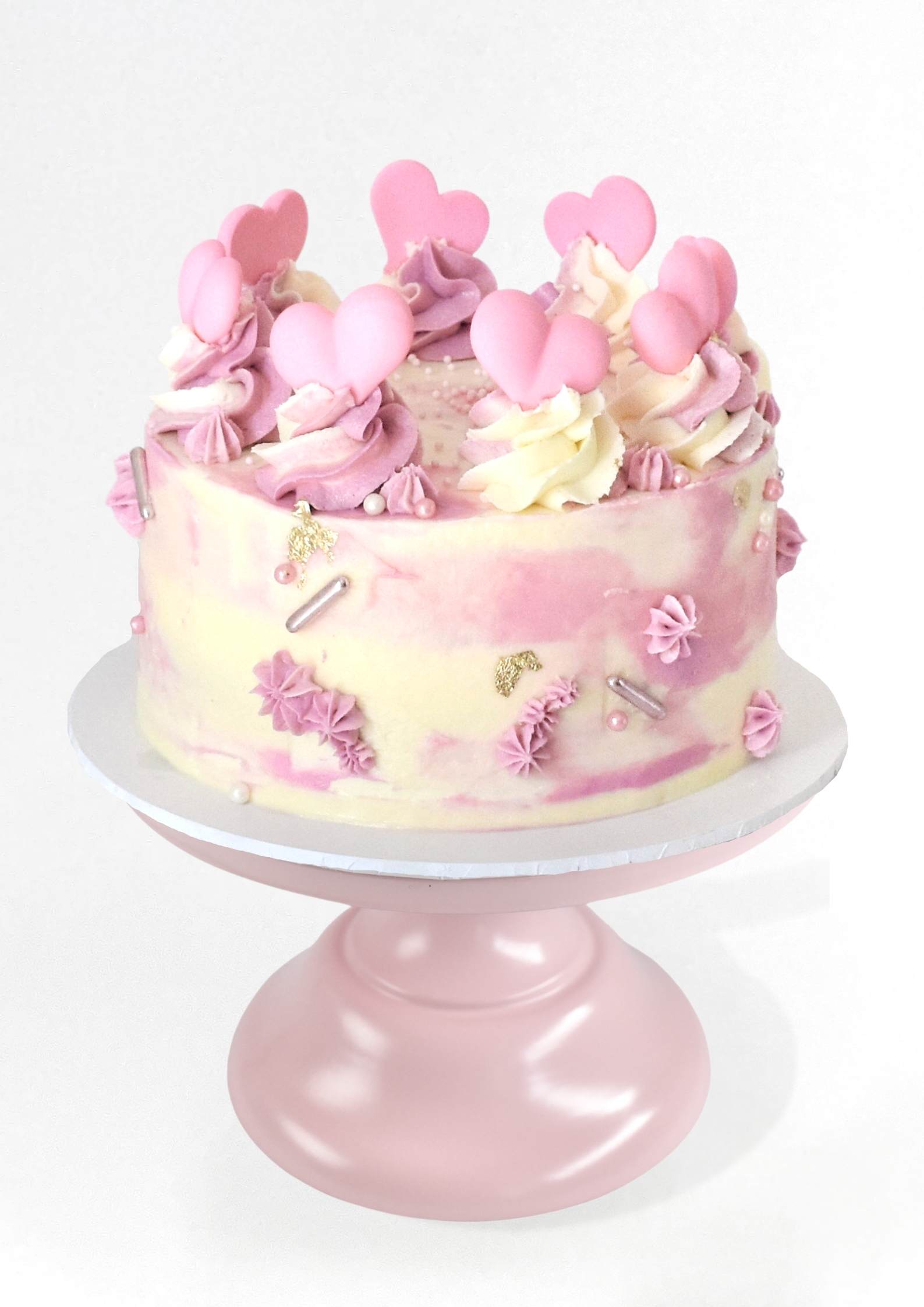 Love Heart DIY Cake Kit, Valentines Cake, Pink and White Cake, Love Heart Cake, Engaged Cake, Wedding Cake