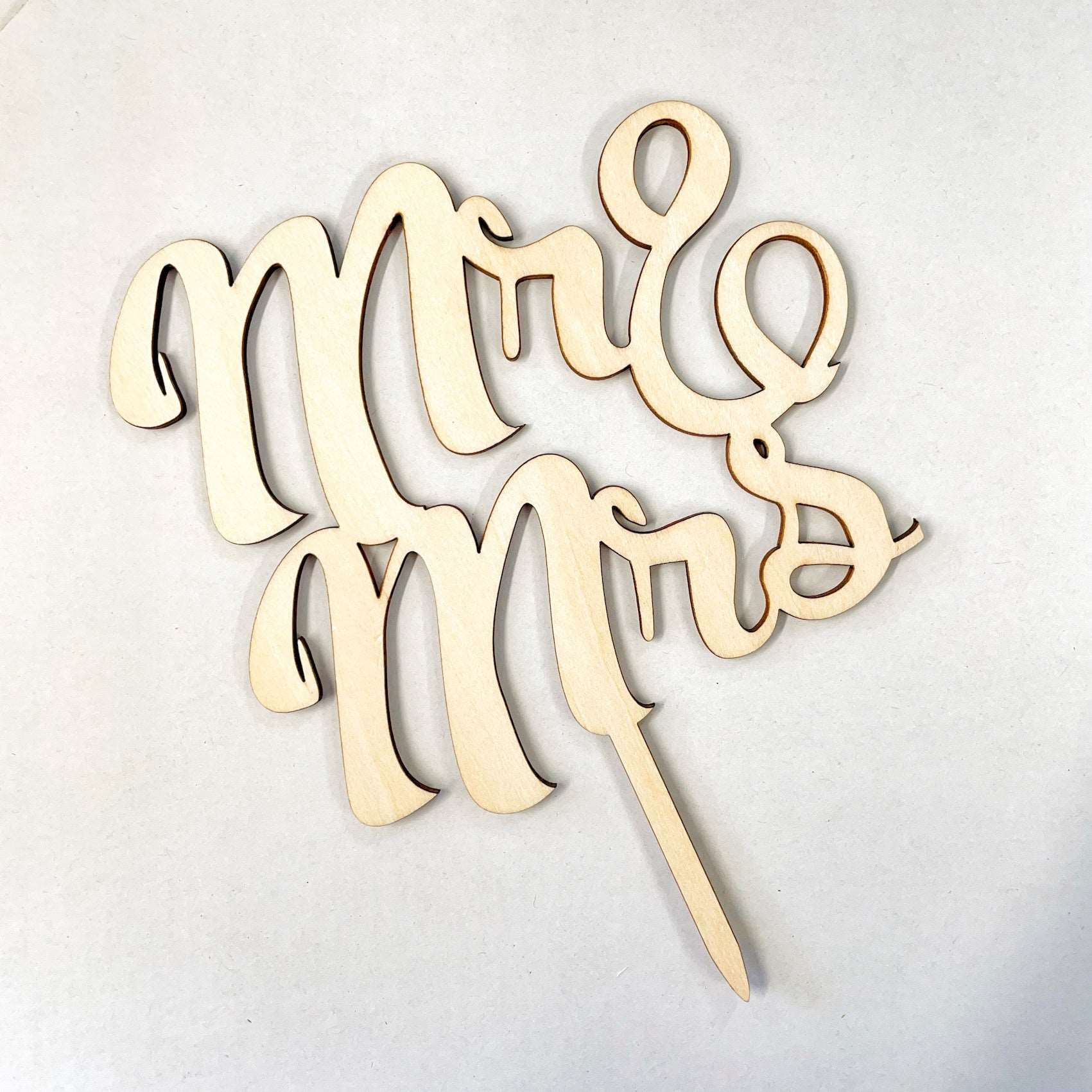 Mr & Mrs Wood Cake Topper