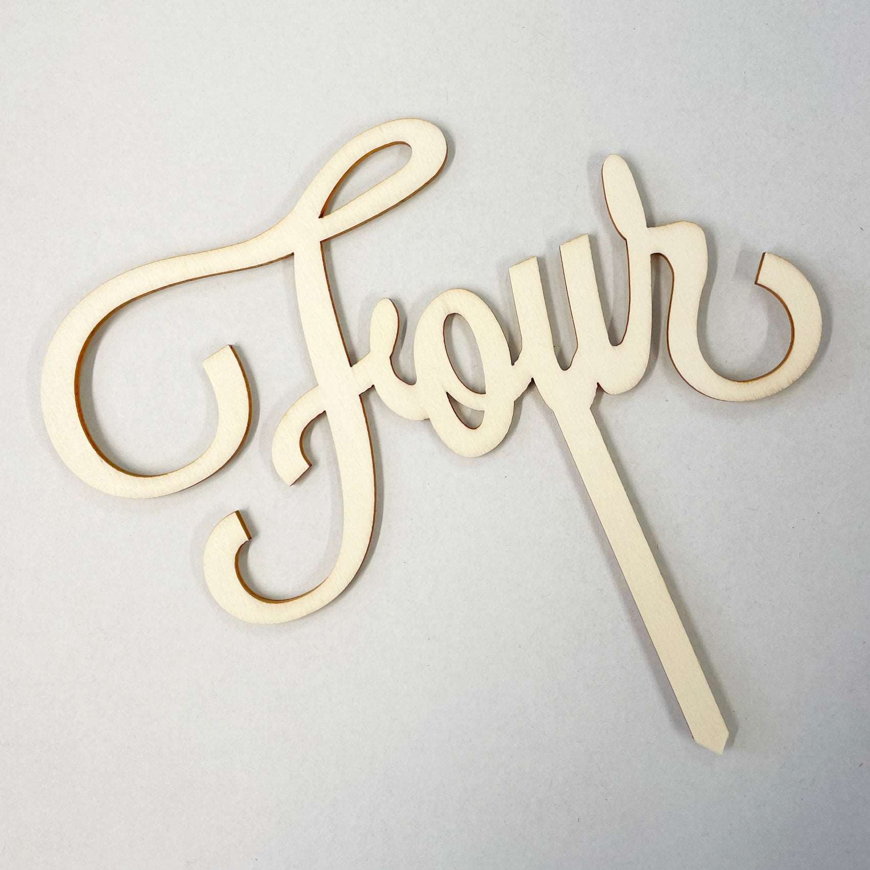 Number Four Wood Cake Topper