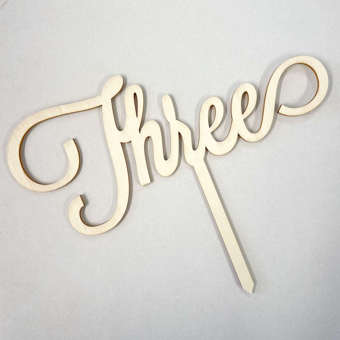 Number Three Wood Cake Topper