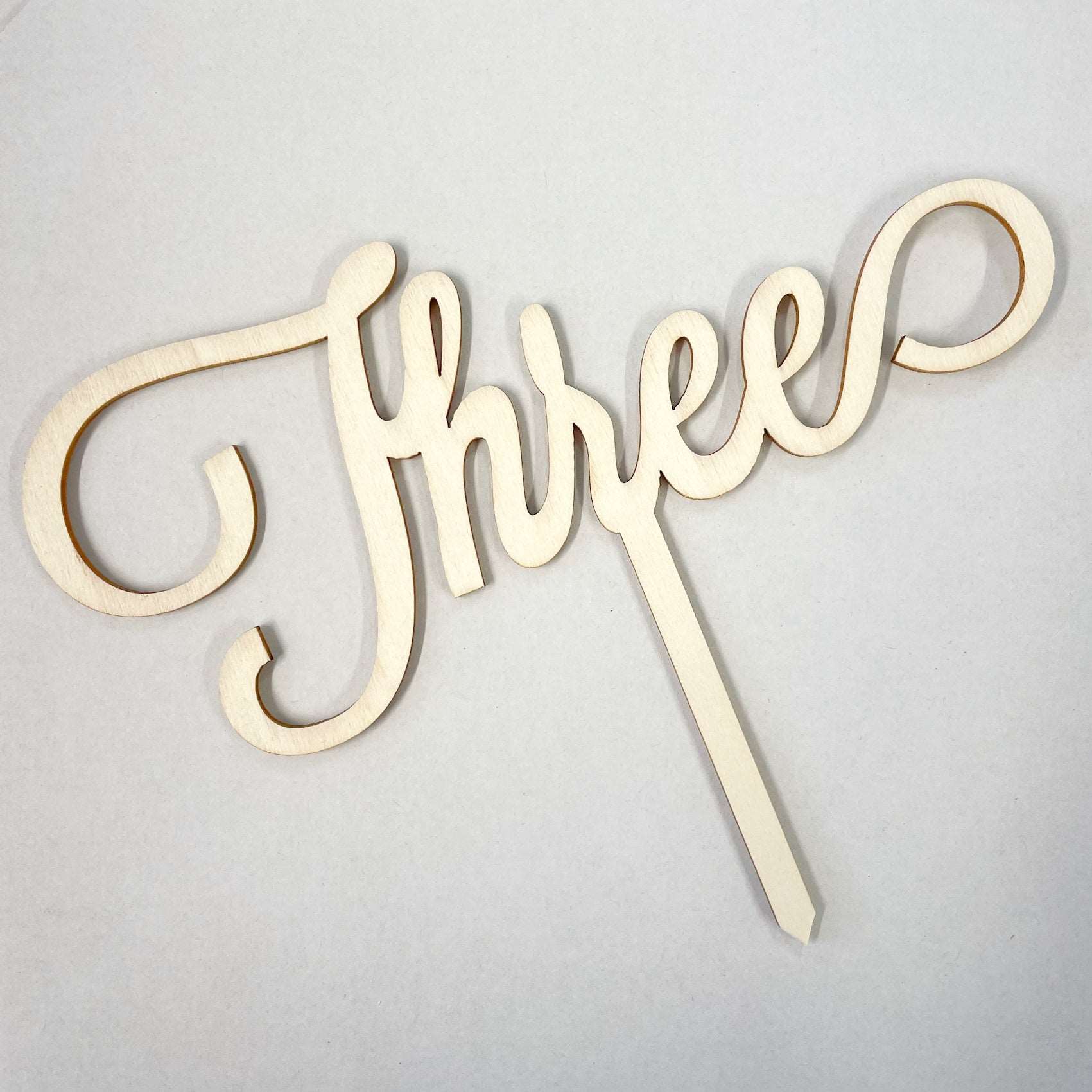 Beautiful number 'Three' Laser Cut Wood Cake Topper – Clever Crumb