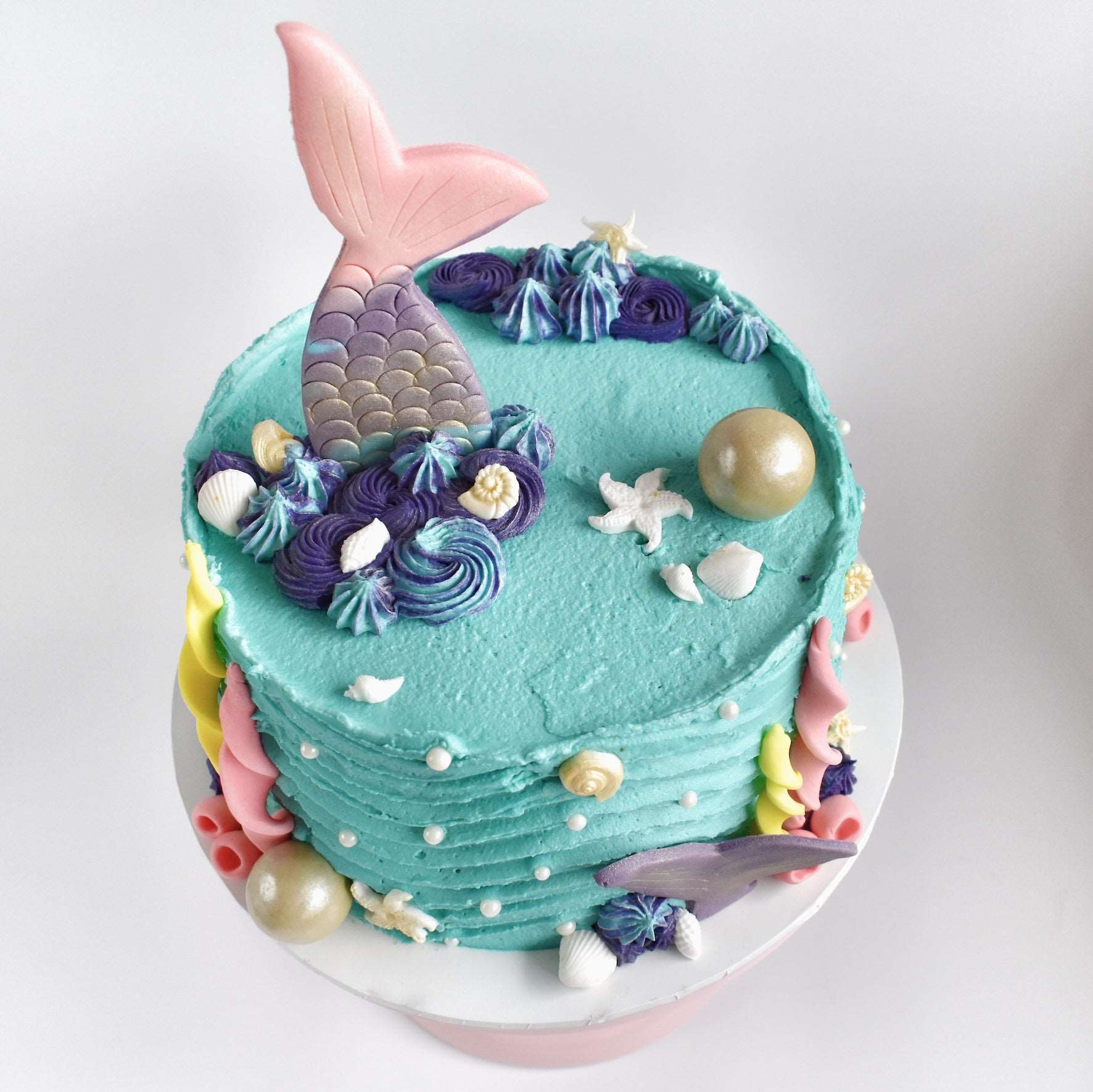 Mermaid DIY Cake Kit, Children's Birthday Cake, Girls Birthday Cake, Under the sea cake, Ocean Cake, Teal Cake, Coral Cake