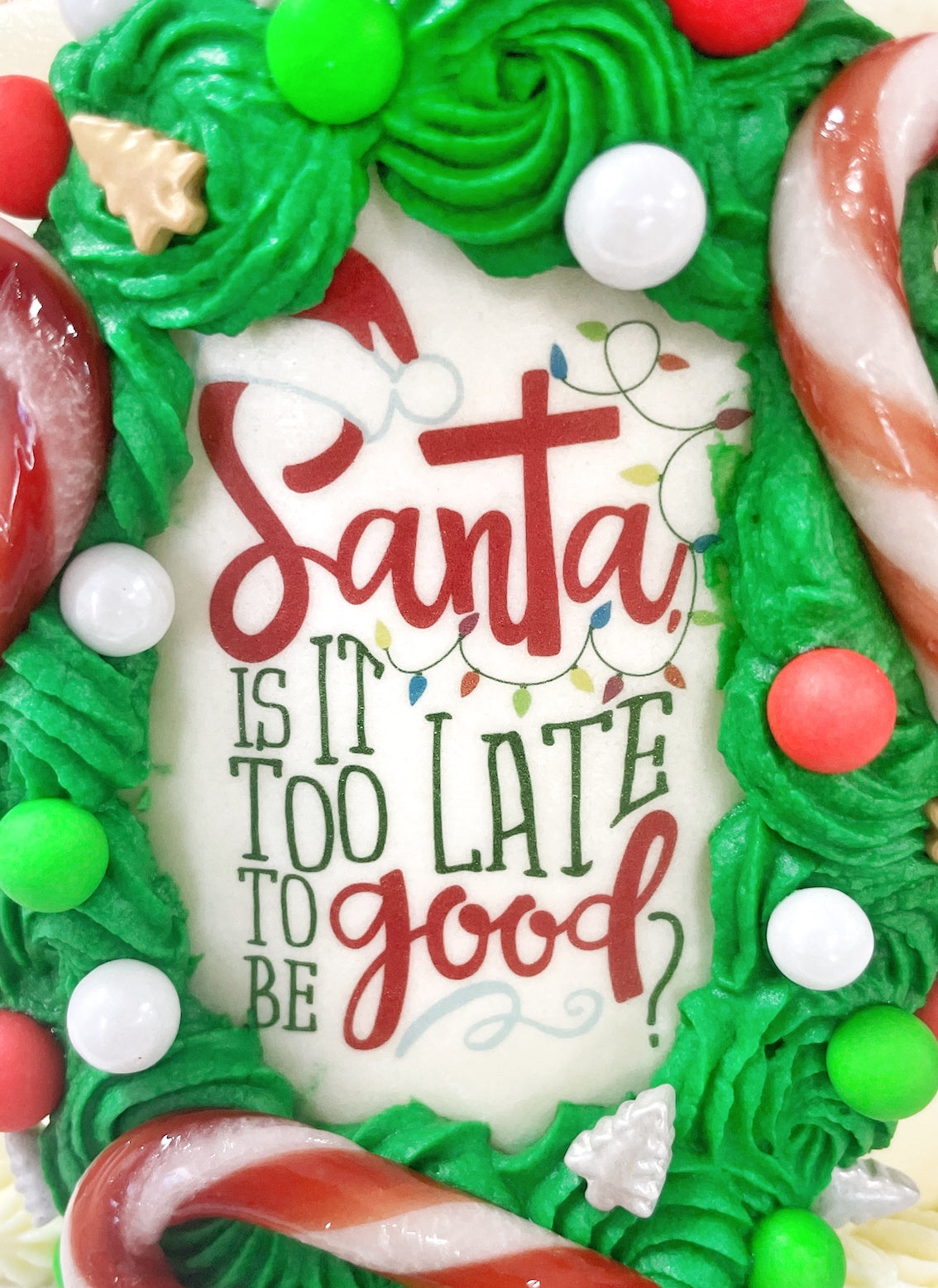 Santa is it too late to be good Edible Image, Cake decoration edible wafer